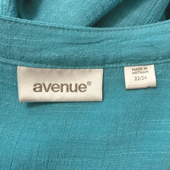 Avenue Size 22/24 Tunic Top Aqua Crinkle Gauze - Picture 8 of 10